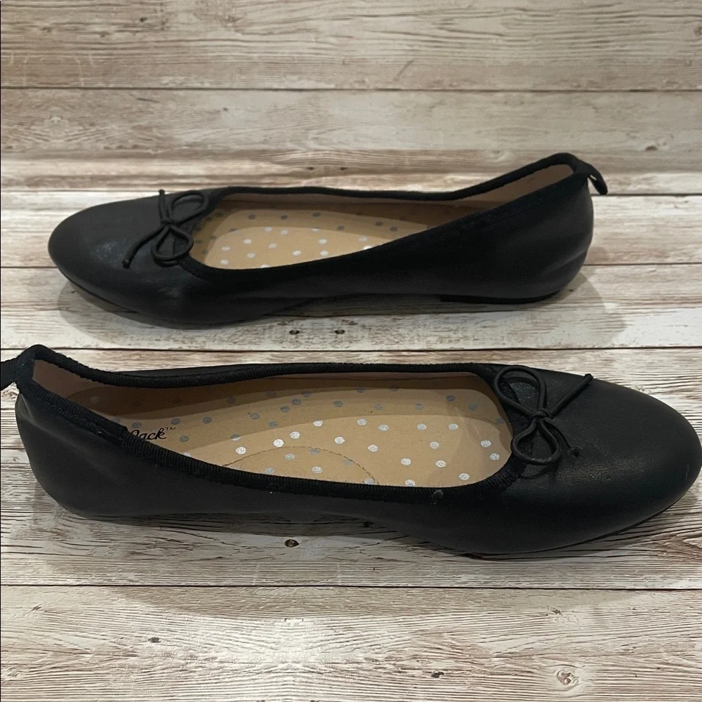 Cat‎ & Jack Black Ballet Flats with Bow Preloved Little Kids 3